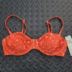NWT No Boundaries Bikini Top XS Orange Floral Underwire Summer Vacation Ready